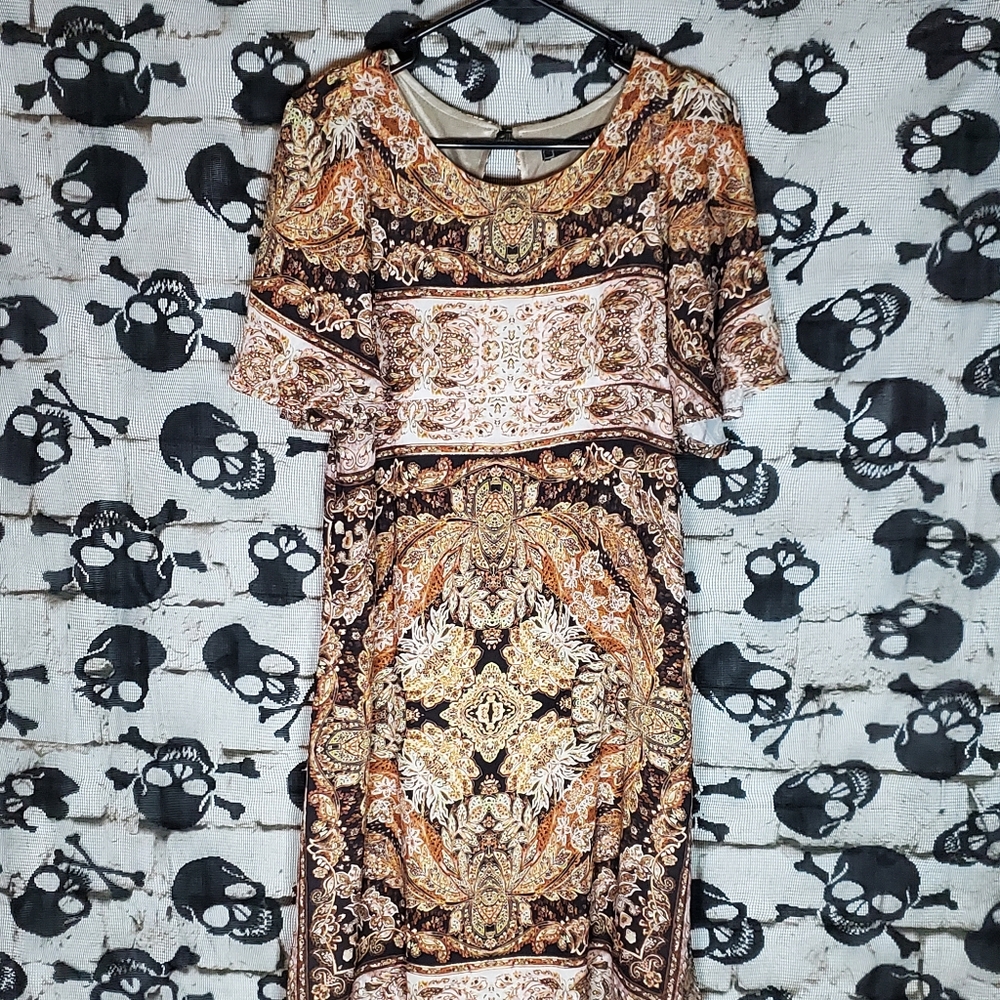 RAXEVSKY PATTERNED MIDI DRESS